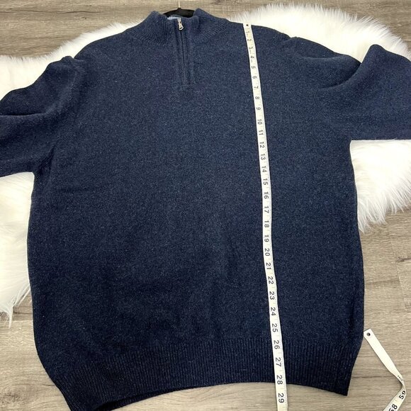 Cashmere Merino Wool Viscose Mens Large Quarter Zip Mock Neck Sweater Pullover - Picture 7 of 7